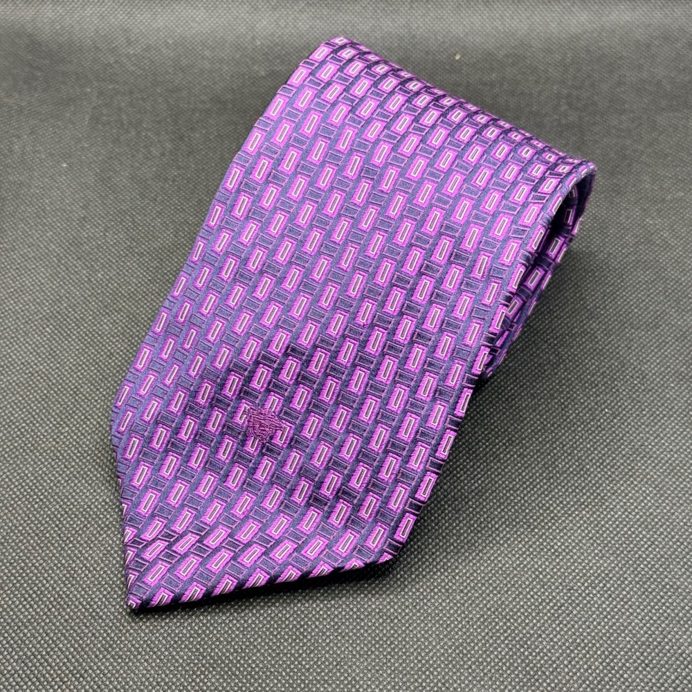 Versace Purple Geometric Medusa Head Silk Tie Luxury 3.75" x 58" Made in Italy